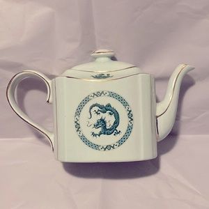 Vintage Arthur Wood teapot with blue dragon design #5591.